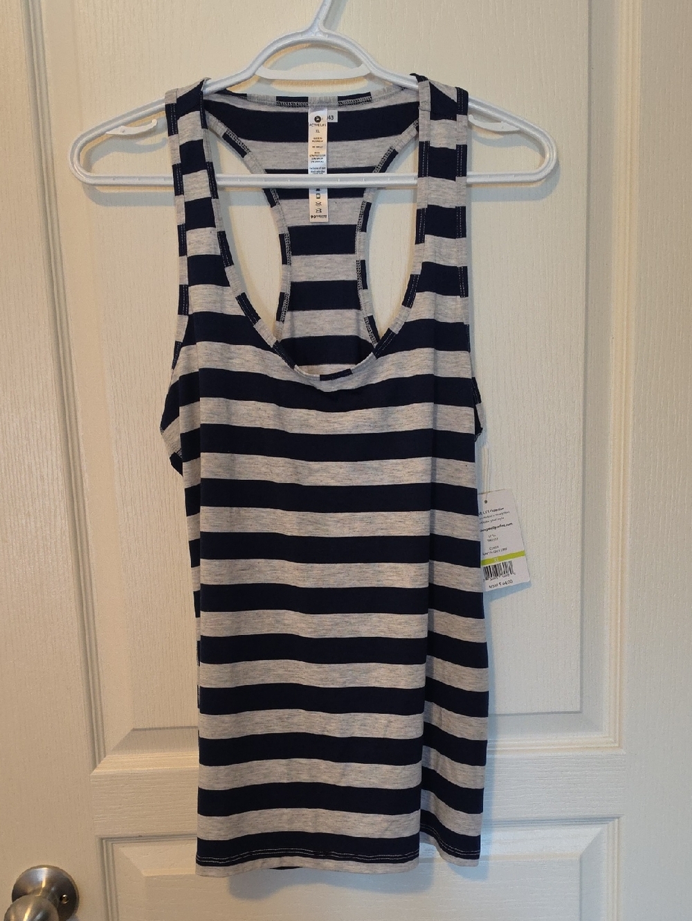 Active Life Navy and Gray Striped Racerback Tank Top